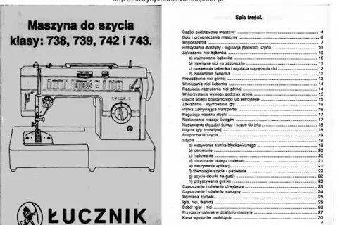 Instrukcja obsługi maszyny Łucznik. Rozdział "Szycie" omawia m.in. dlaczego maszyna do szycia pętelkuje od spodu.