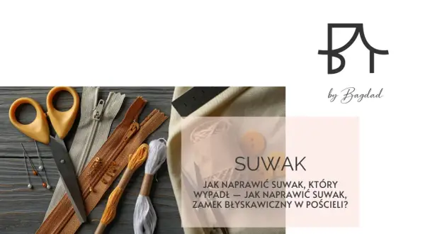 Akcesoria krawieckie i tekst: "Jak naprawić suwak, który wypadł".